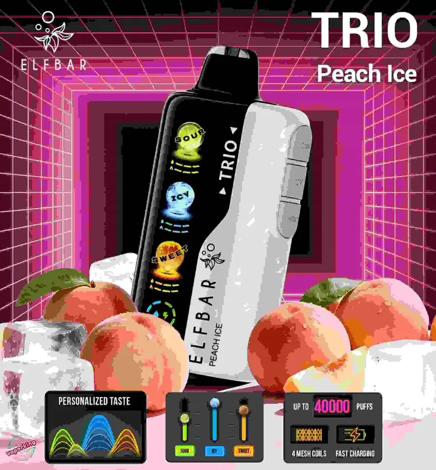 Elf Bar TRIO 40000 Puffs – Peach Ice — buy Elf Bar disposable vapes online in Delhi NCR